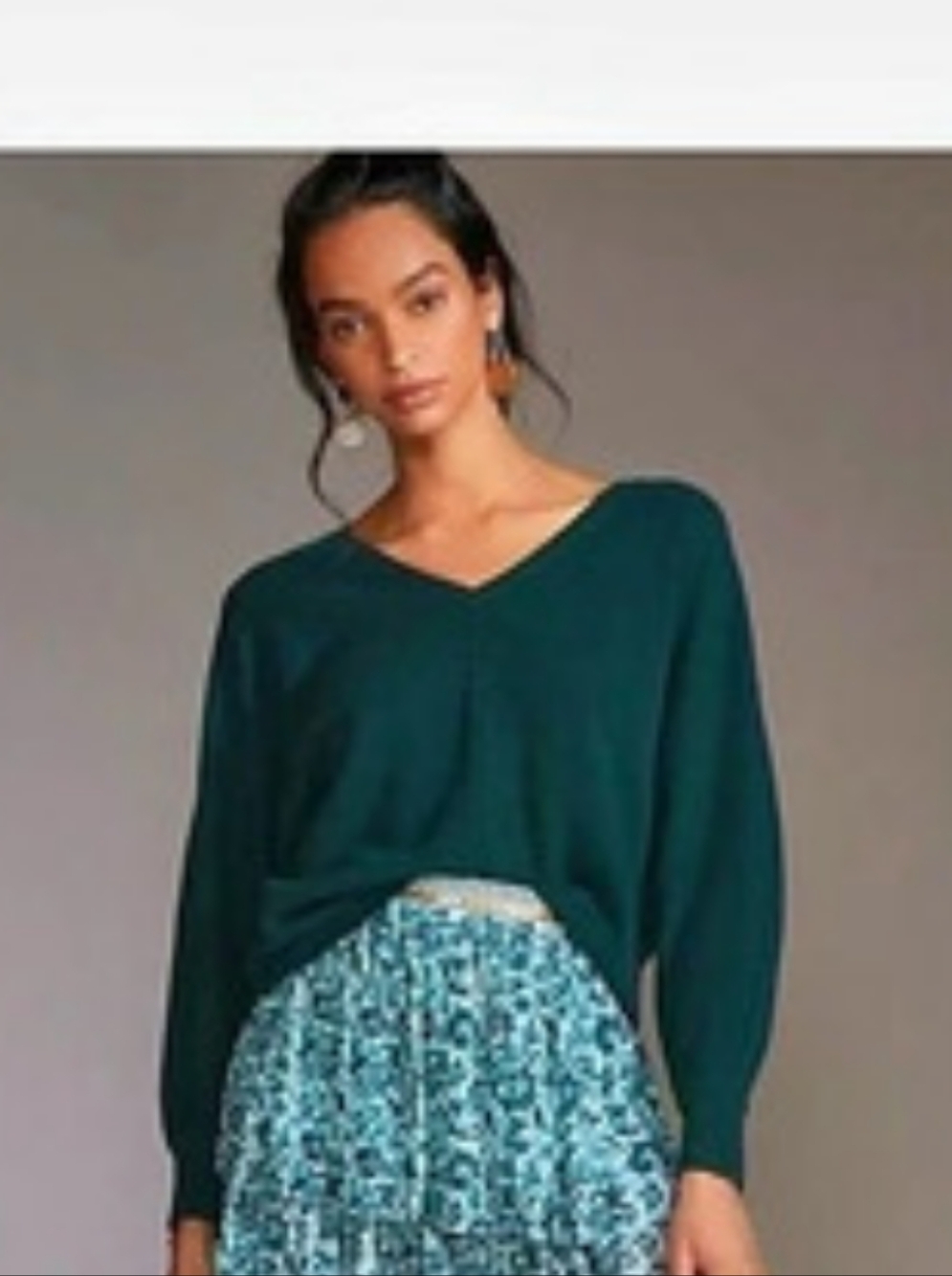 Anthropologie Cashmere V-Neck Open Back Soft Luxurious Sweater Deep Green Size M